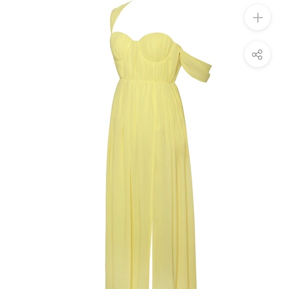 High Slit Yellow Chiffon Maxi Dress - Picture 2 of 8